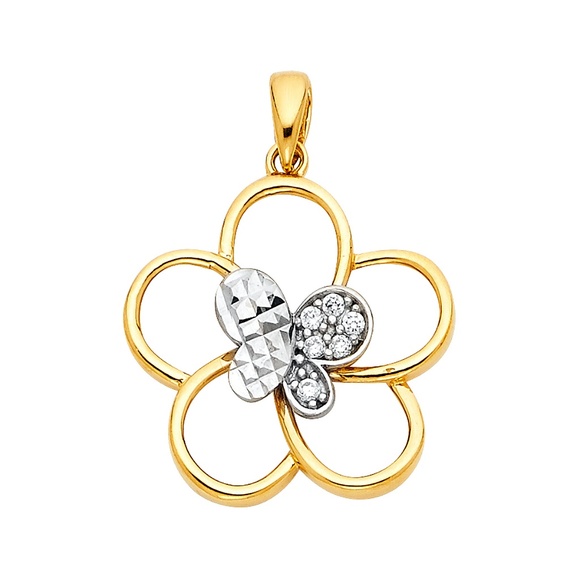 14K Yellow Gold CZ Pendant